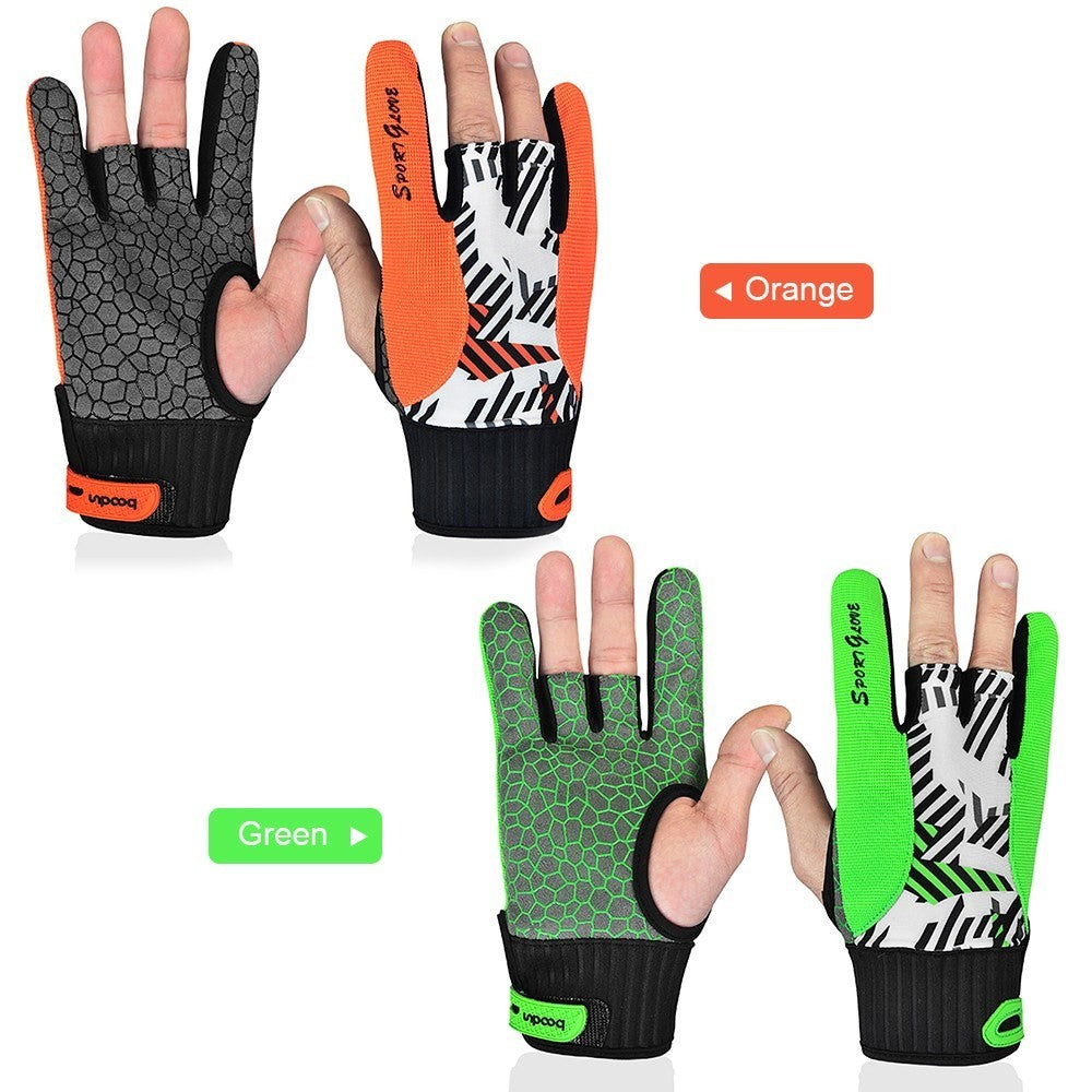 BOODUN 1 Pair Anti-Skid Bowling Gloves Comfortable Bowling Accessories Semi-Finger Instruments Sports Gloves