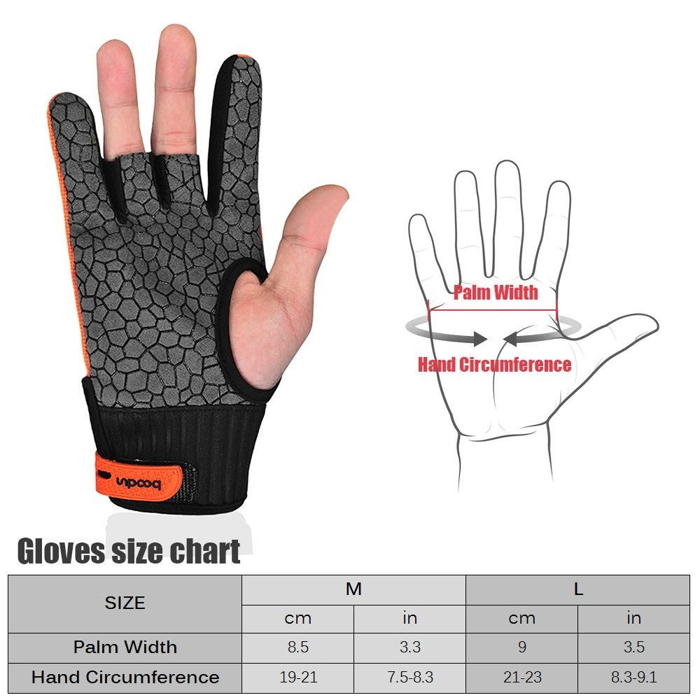 BOODUN 1 Pair Anti-Skid Bowling Gloves Comfortable Bowling Accessories Semi-Finger Instruments Sports Gloves