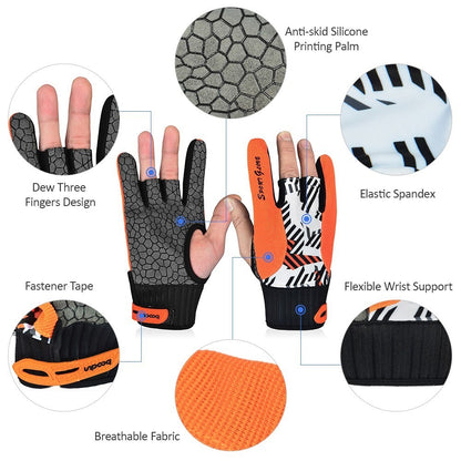 BOODUN 1 Pair Anti-Skid Bowling Gloves Comfortable Bowling Accessories Semi-Finger Instruments Sports Gloves