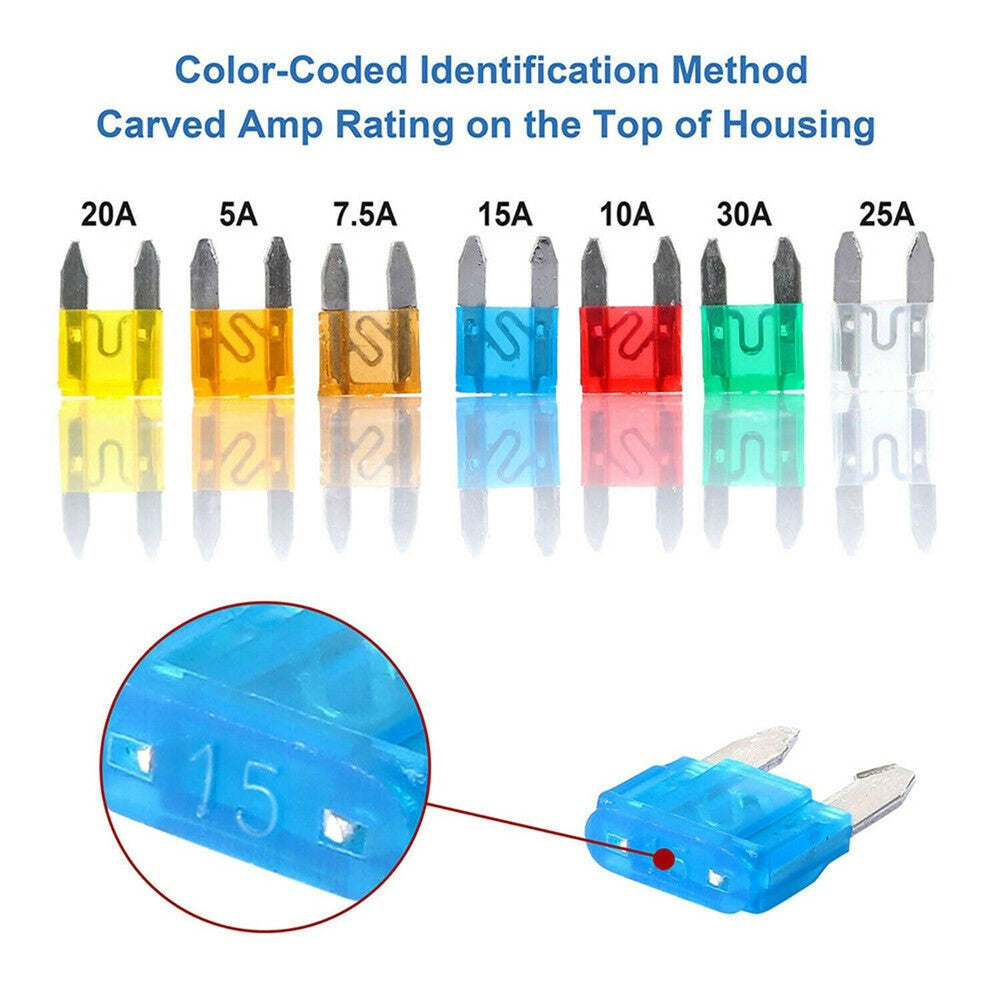 120Pcs/Box Mini Auto Blade Fuses Set 2-35A Assorted Color-coded Carved Amp Rating Fuse