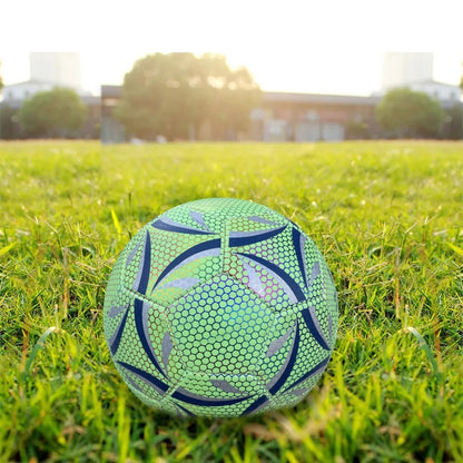 Night Glowing Reflective Soccer Ball with Mesh Pouch Light Up Camera Flash Soccer Ball for Indoor Outdoor Training