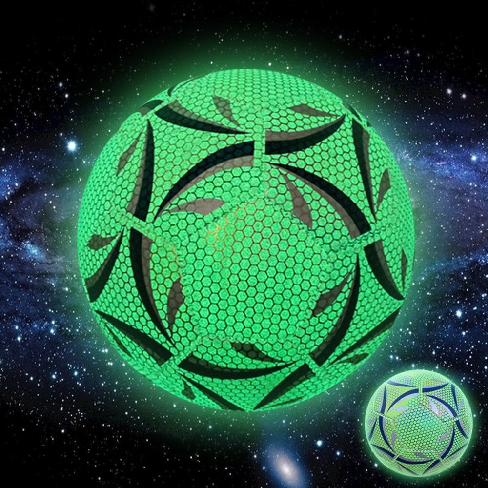 Night Glowing Reflective Soccer Ball with Mesh Pouch Light Up Camera Flash Soccer Ball for Indoor Outdoor Training