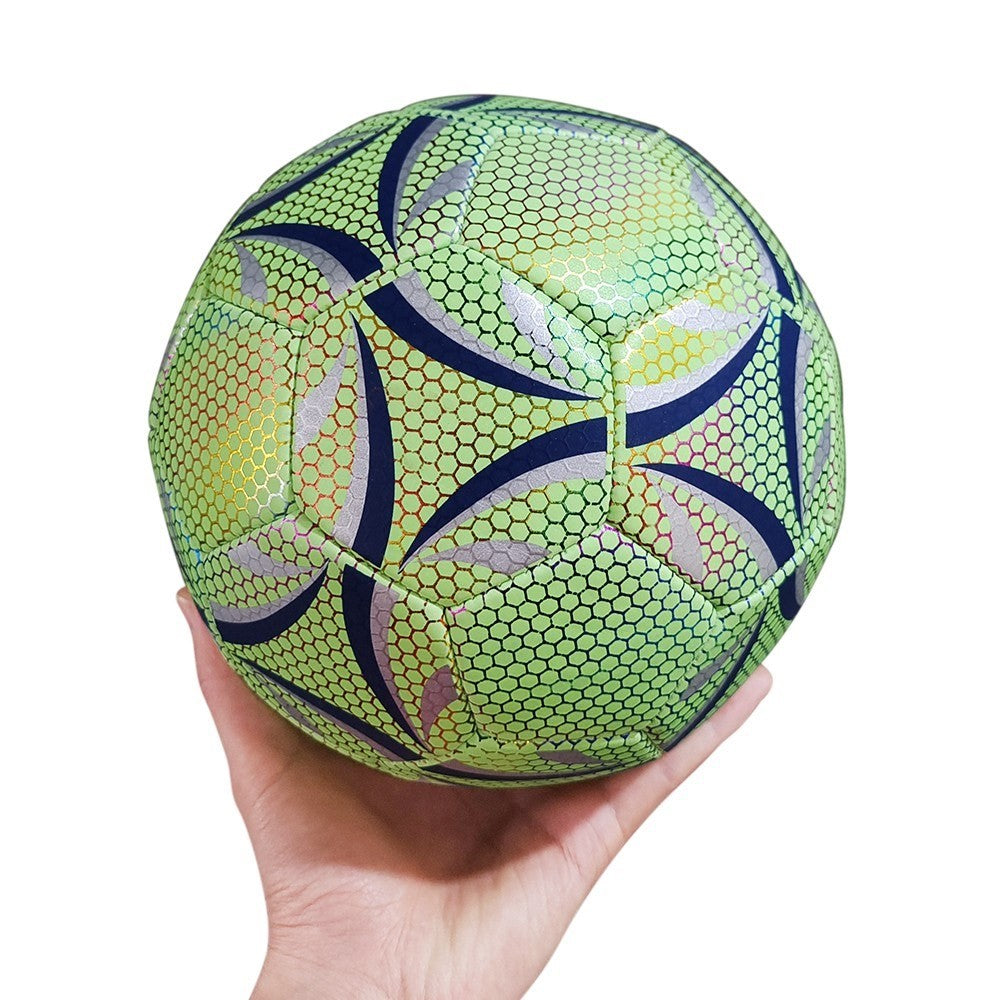 Night Glowing Reflective Soccer Ball with Mesh Pouch Light Up Camera Flash Soccer Ball for Indoor Outdoor Training