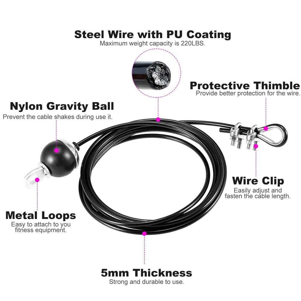 2.5m Gym Cable Steel Wire Fitness Pulley Cable for Home Gym Cable Machine Weight Lift Pulley System