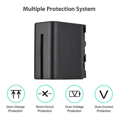 NP-F960/NP-F970 Multiple Protection Portable Camera Battery and Charger Kit 1PC 7.2V 7800mAh Large Rechargeable Battery with USB Cable Replacement for SONY NP-F550 F570 F750 F770 F960 F970