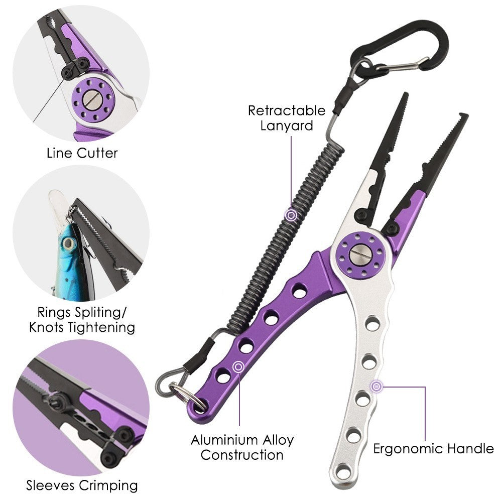 Fishing Pliers Lip Gripper Set Aluminum Alloy Fish Holder Fishing Scissors with Lanyards