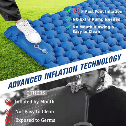 2 Person Lightweight Camping Mat Portable Air Mattress Waterproof Inflatable Sleeping Pad for Backpacking Hiking (No Pillow)