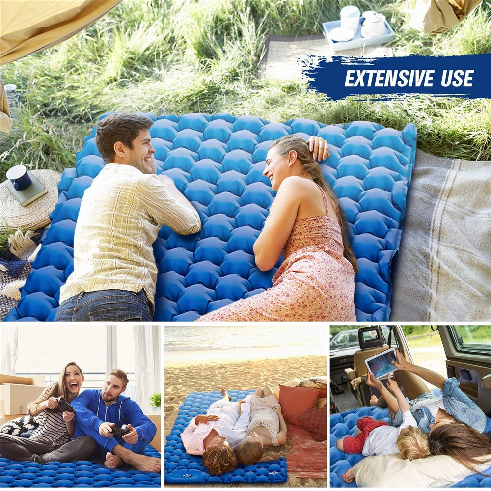 2 Person Lightweight Camping Mat Portable Air Mattress Waterproof Inflatable Sleeping Pad for Backpacking Hiking (No Pillow)