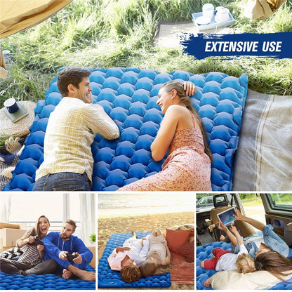 2 Person Lightweight Camping Mat Portable Air Mattress Waterproof Inflatable Sleeping Pad for Backpacking Hiking (No Pillow)