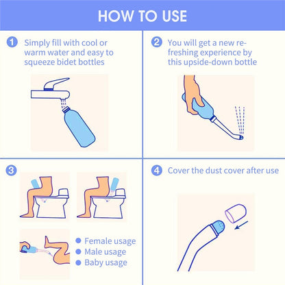 Portable Travel Bidet Electric Mini Atomizer with 2 Nozzle Spray 500ml Cap for Childbirth Cleaner Postpartum Care Driver