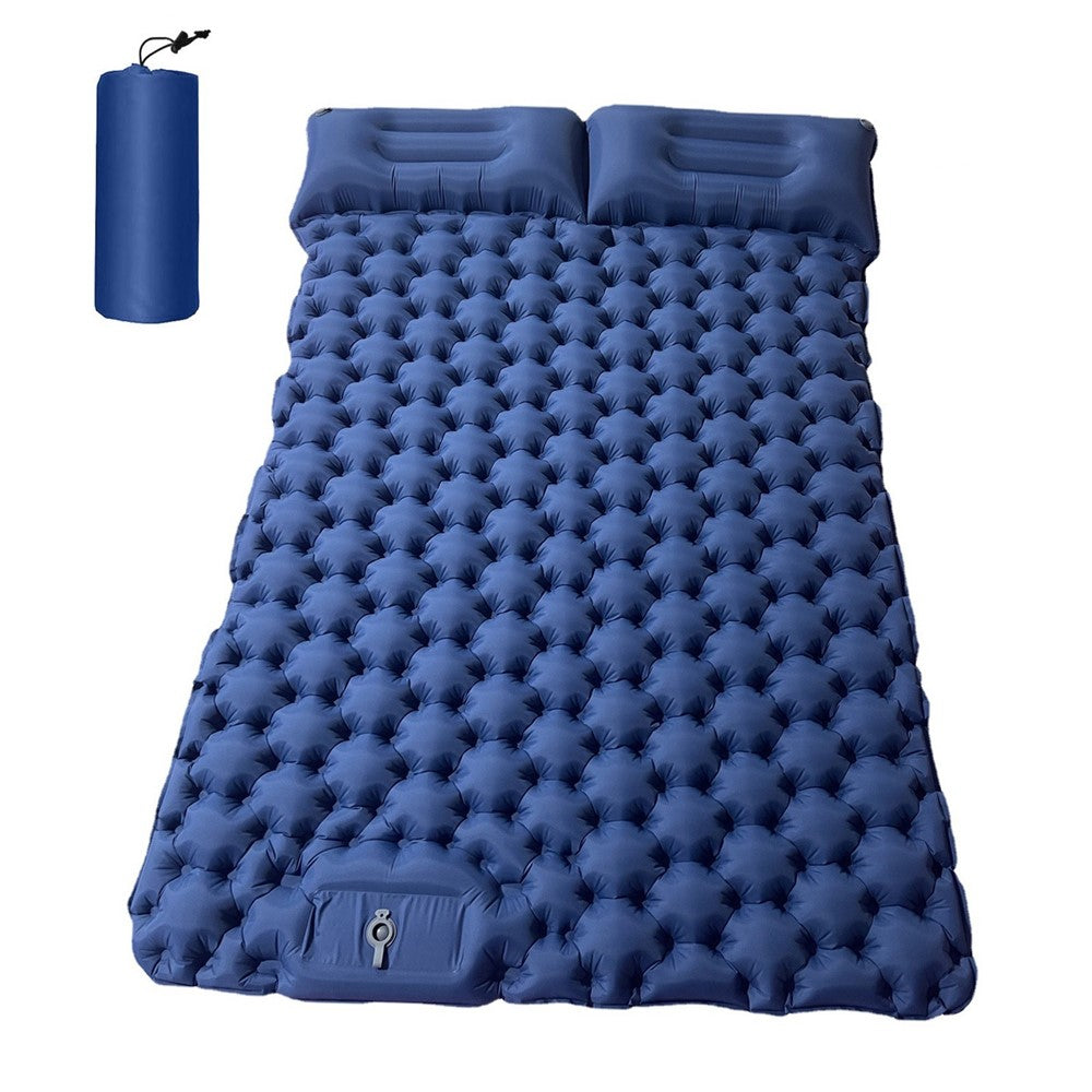 Portable 2 Person Camping Mat Air Mattress with Air Pillow Built-in Foot Pump Backpacking Sleeping Pad