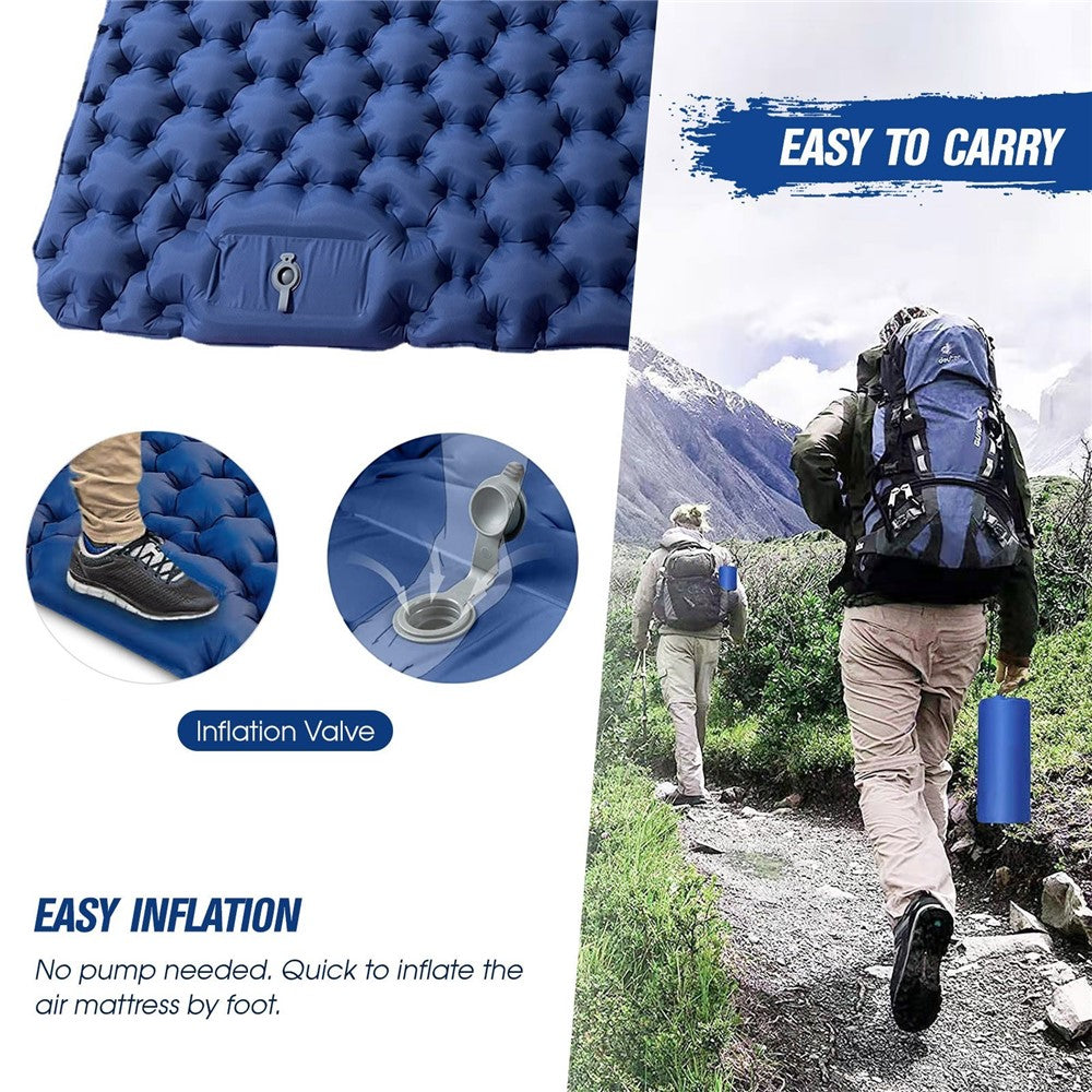 Portable 2 Person Camping Mat Air Mattress with Air Pillow Built-in Foot Pump Backpacking Sleeping Pad