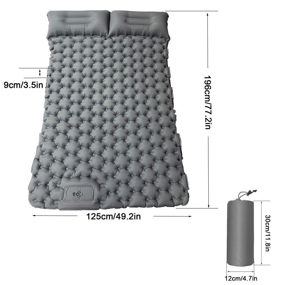Portable 2 Person Camping Mat Air Mattress with Air Pillow Built-in Foot Pump Backpacking Sleeping Pad