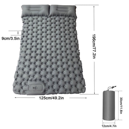 Portable 2 Person Camping Mat Air Mattress with Air Pillow Built-in Foot Pump Backpacking Sleeping Pad