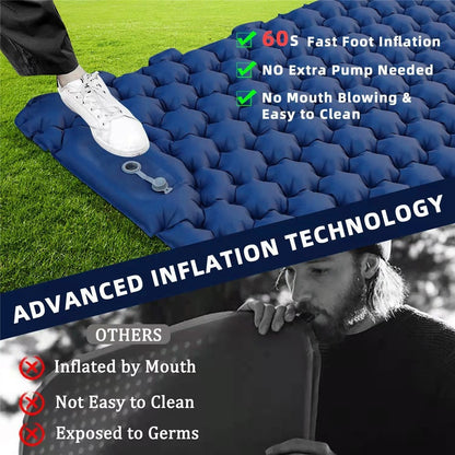 Portable 2 Person Camping Mat Air Mattress with Air Pillow Built-in Foot Pump Backpacking Sleeping Pad
