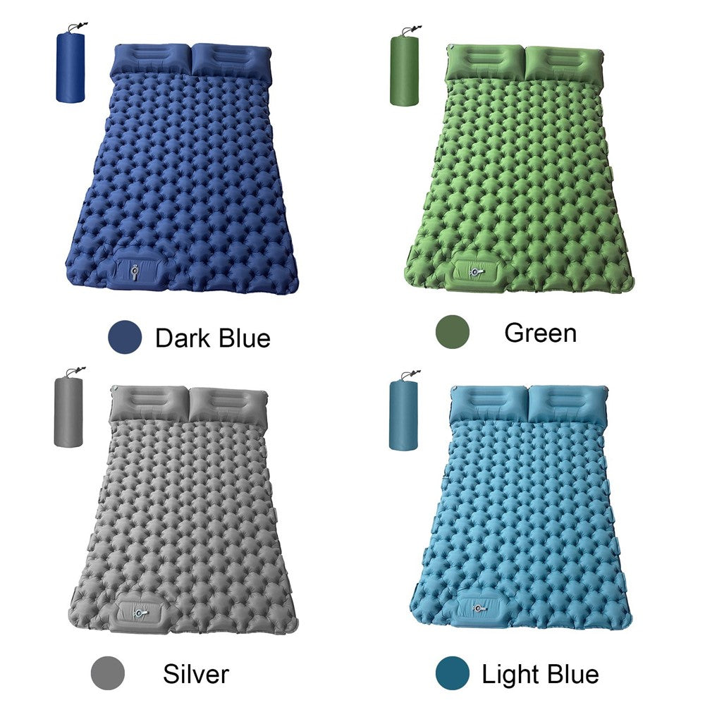 Portable 2 Person Camping Mat Air Mattress with Air Pillow Built-in Foot Pump Backpacking Sleeping Pad