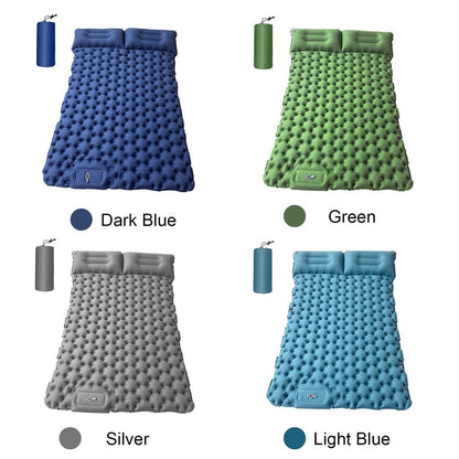 Portable 2 Person Camping Mat Air Mattress with Air Pillow Built-in Foot Pump Backpacking Sleeping Pad