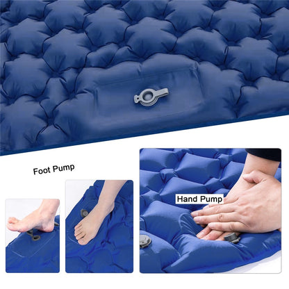 Portable 2 Person Camping Mat Air Mattress with Air Pillow Built-in Foot Pump Backpacking Sleeping Pad