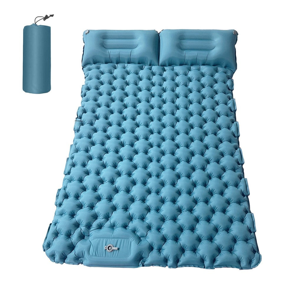 Portable 2 Person Camping Mat Air Mattress with Air Pillow Built-in Foot Pump Backpacking Sleeping Pad