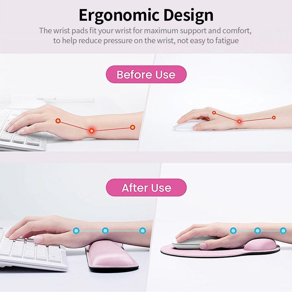 Ergonomic Memory Foam Keyboard Wrist Rest Mouse Pad Set Anti-slip Rubber Base Wrist Pad