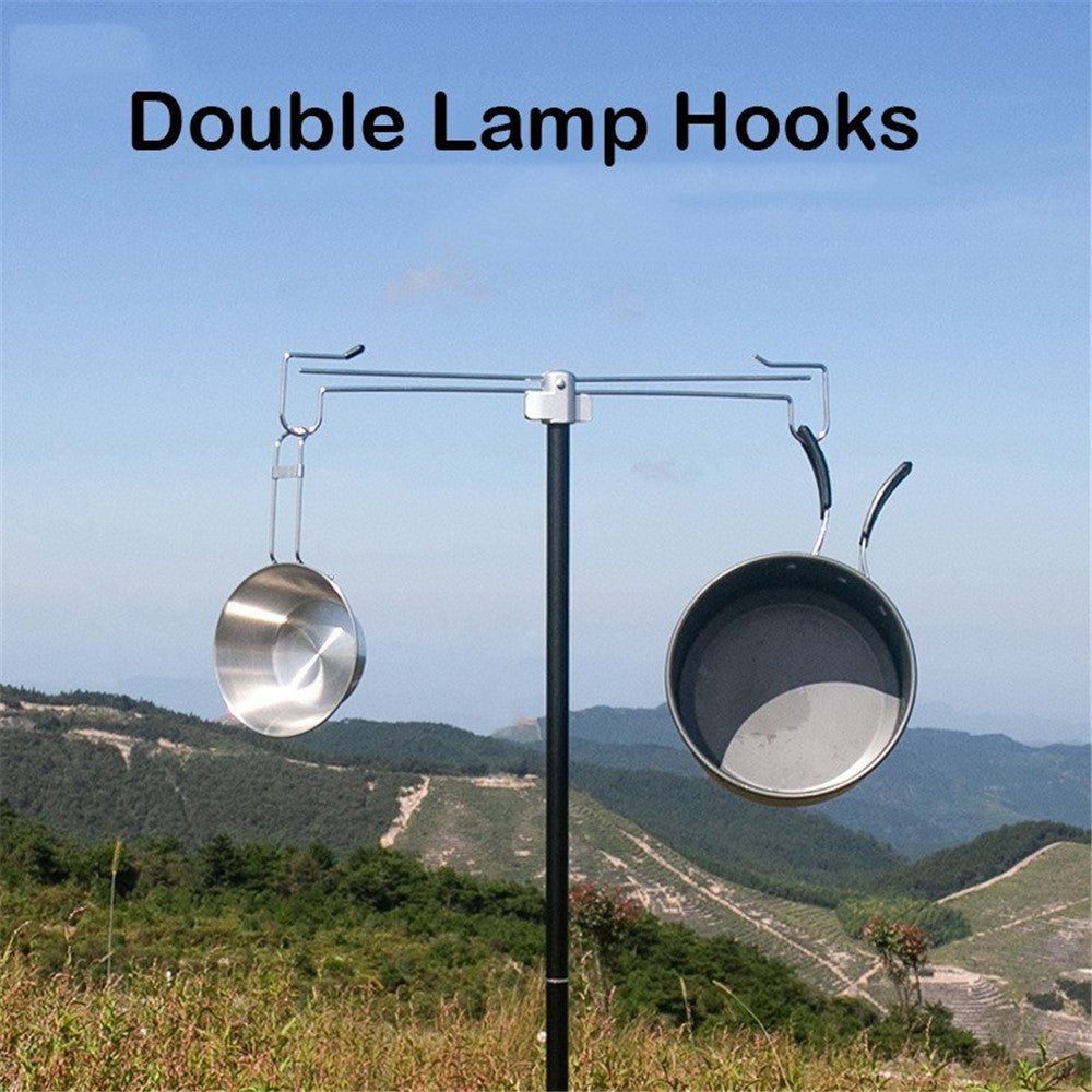 Portable Folding Aluminum Alloy Lamp Pole Adjustable Lantern Holder Rod with Storage Bag for Camping Hiking Fishing Backpacking