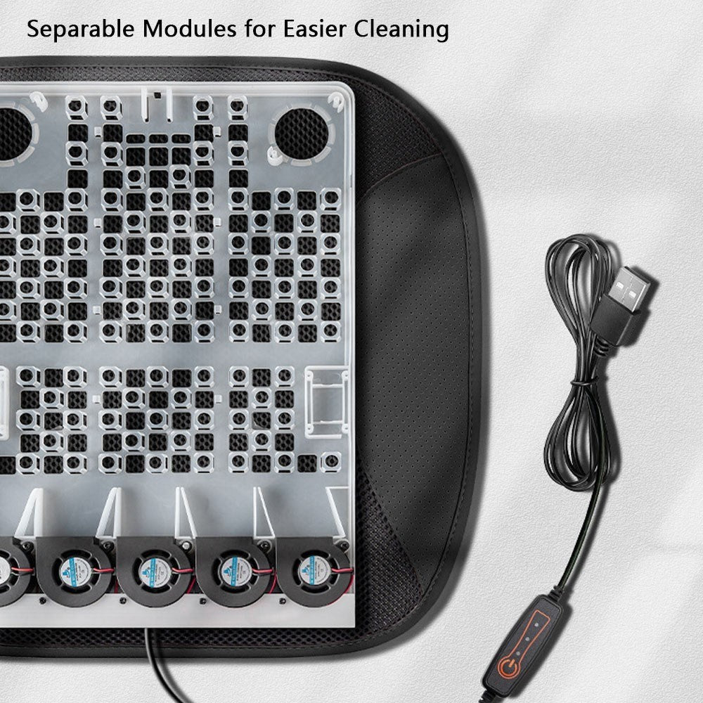 Car Ventilated Cushion Summer Seat Cooler Automotive USB Cooling Seat Cover with 5 Fans 3 Adjustable Wind Speed