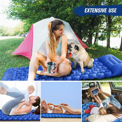 Camping Mat Ultralight Inflatable Sleeping Mattress Hiking Trekking Portable Travel Waterproof Sleeping Folding Bed with Air Pillow