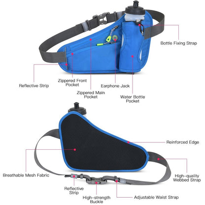Sports Running Belt Waist Pack Bum Bag Hydration Belt Bag with Water Bottle Holder for Men and Women
