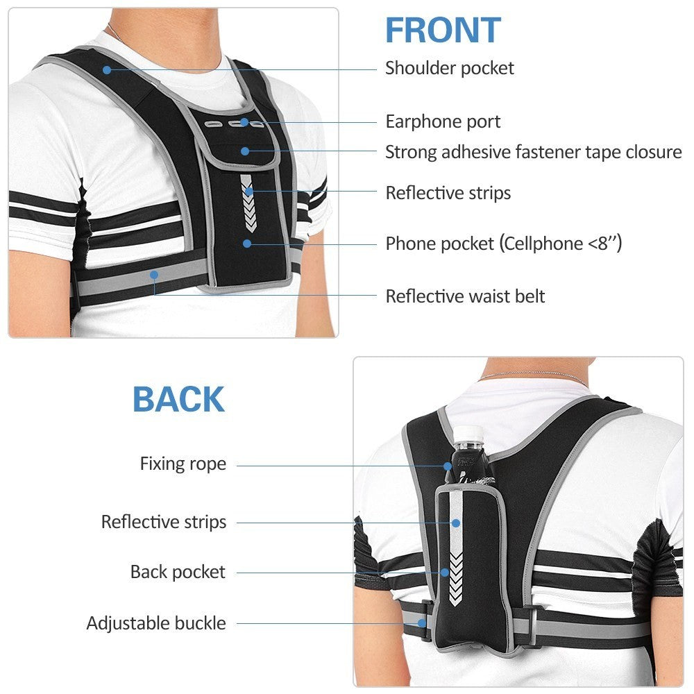 Outdoor Sports Chest Bag Tactical Chest Bag Reflective Vest Workout Gear for Running Hiking Cycling