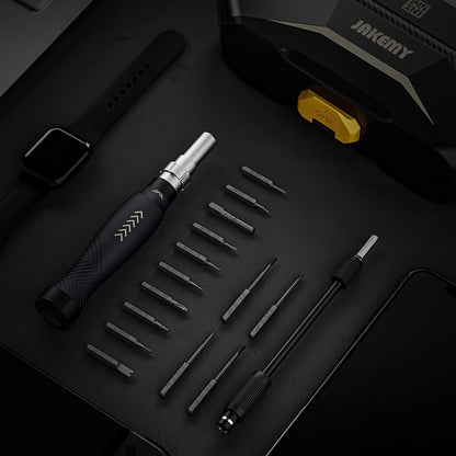 JAKEMY 145Pcs Multifunctional Screwdriver Bits Socket Set Portable High Precision Drive Socket Set Premium H4x28mm CR-V Alloy Steel Bits Kit with Magnetic Soft Pad for Home Electronics Maintenance