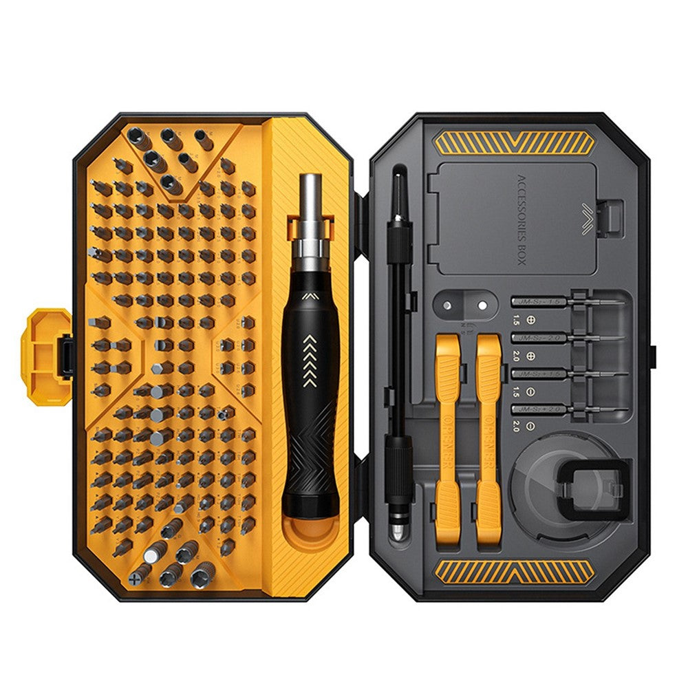 JAKEMY 145Pcs Multifunctional Screwdriver Bits Socket Set Portable High Precision Drive Socket Set Premium H4x28mm CR-V Alloy Steel Bits Kit with Magnetic Soft Pad for Home Electronics Maintenance