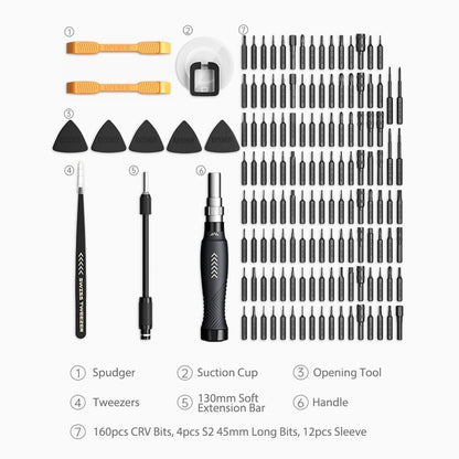 JAKEMY 145Pcs Multifunctional Screwdriver Bits Socket Set Portable High Precision Drive Socket Set Premium H4x28mm CR-V Alloy Steel Bits Kit with Magnetic Soft Pad for Home Electronics Maintenance