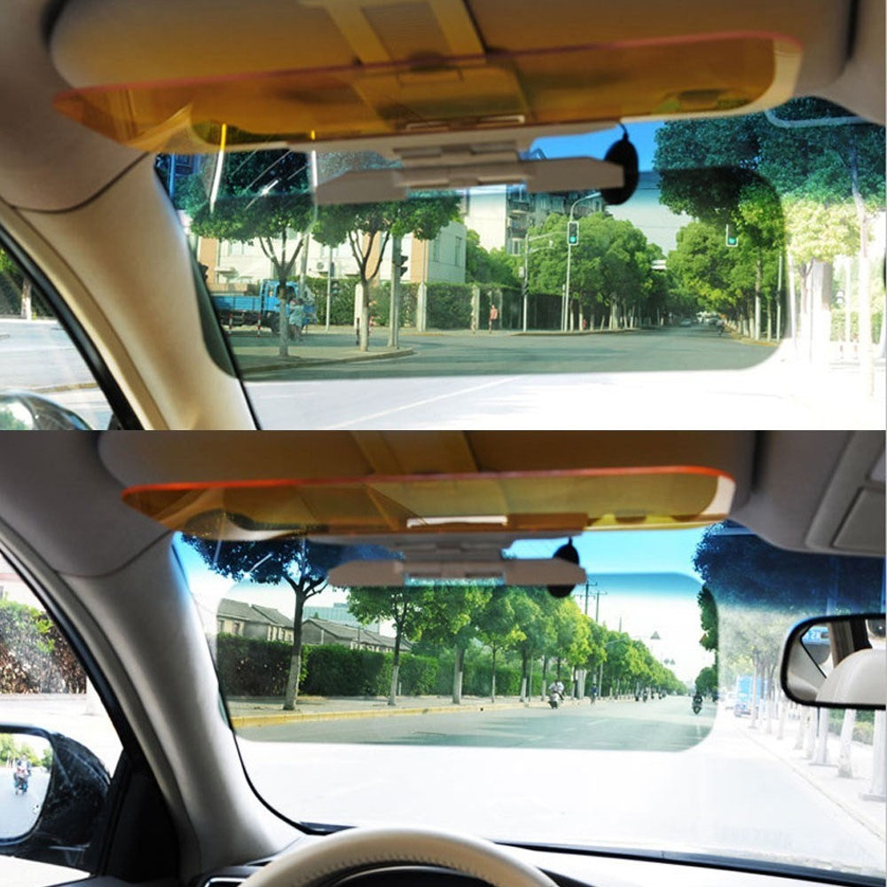 2-in-1 Car Anti-Dazzling Sun Visor for Day and Night Anti-Glaring Durable Sun Protection Vehicle Windshield Sunshade UV Blocker for Safety Driving