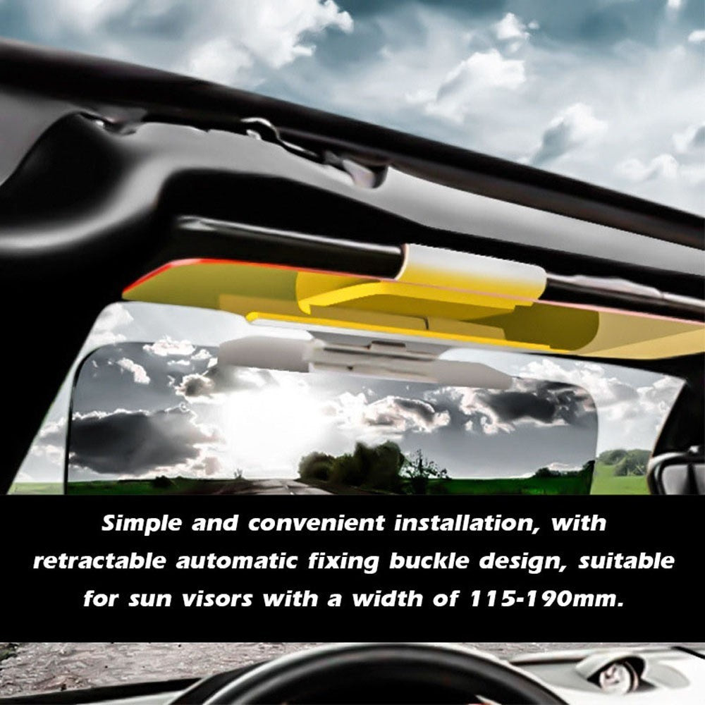 2-in-1 Car Anti-Dazzling Sun Visor for Day and Night Anti-Glaring Durable Sun Protection Vehicle Windshield Sunshade UV Blocker for Safety Driving