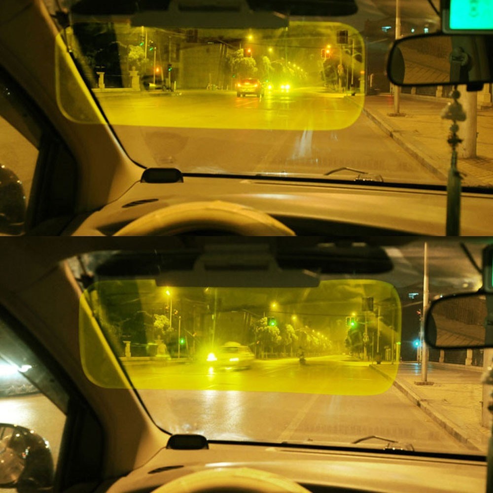2-in-1 Car Anti-Dazzling Sun Visor for Day and Night Anti-Glaring Durable Sun Protection Vehicle Windshield Sunshade UV Blocker for Safety Driving
