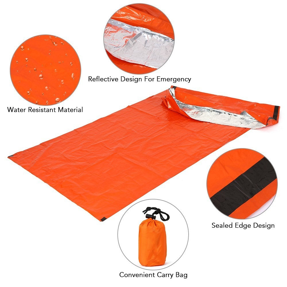 2 PCS Emergency Blanket with Compression Sack Lightweight Water-resistant Portable Sleeping Bag for Camping Travel Hiking