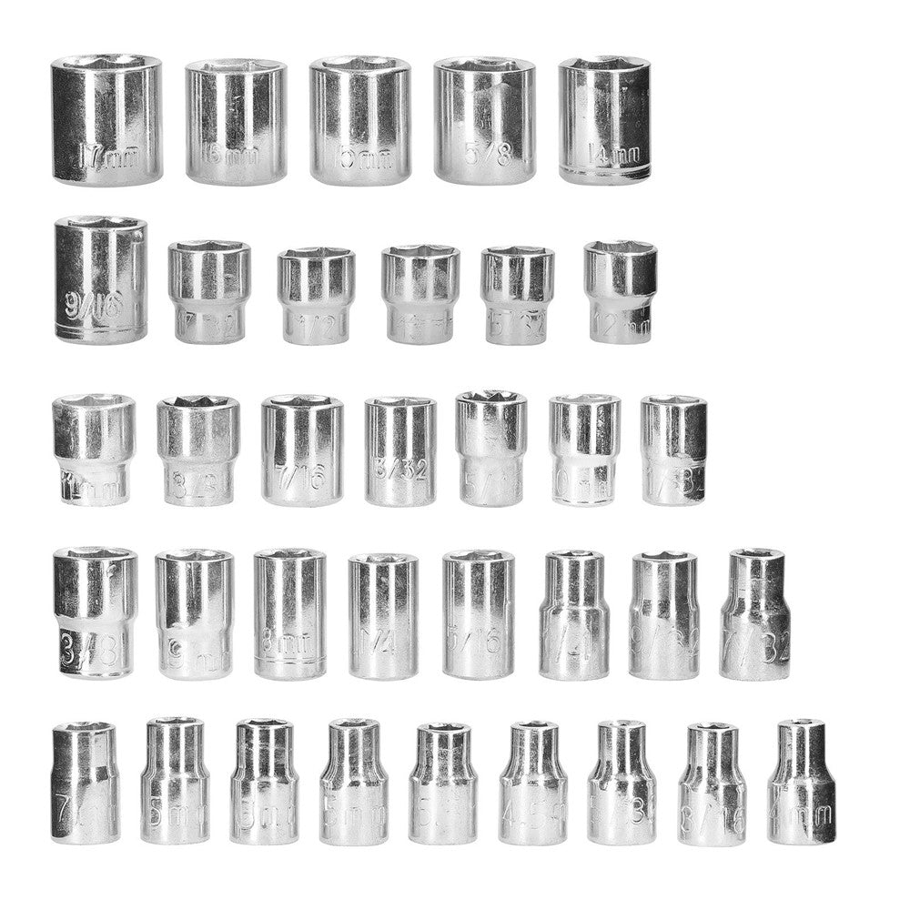 40Pcs Drive Socket Set Hexagonal Socket Ratchet Wrench Set Motorcycle Bicycle Automotive Repair Household Hardware Tools