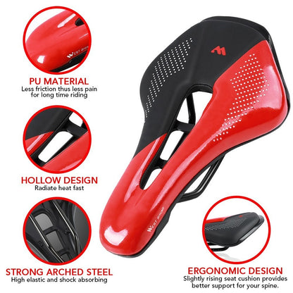WEST BIKING Bike Saddle Bicycle Saddle Replacement  Soft PU Leather Hollow Seat Cushion for MTB Mountain Bike Road Bike