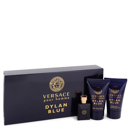 Versace Pour Homme Dylan Blue Gift Set - 0.17 oz Mini EDT + 0.8 oz After Shave Balm + 0.8 oz Shower Gel by Versace --