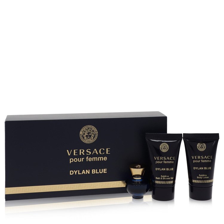 Versace Pour Femme Dylan Blue Gift Set - 0.17 oz Mini EDP + 0.8 oz Body Lotion + 0.8 oz Shower Gel by Versace --
