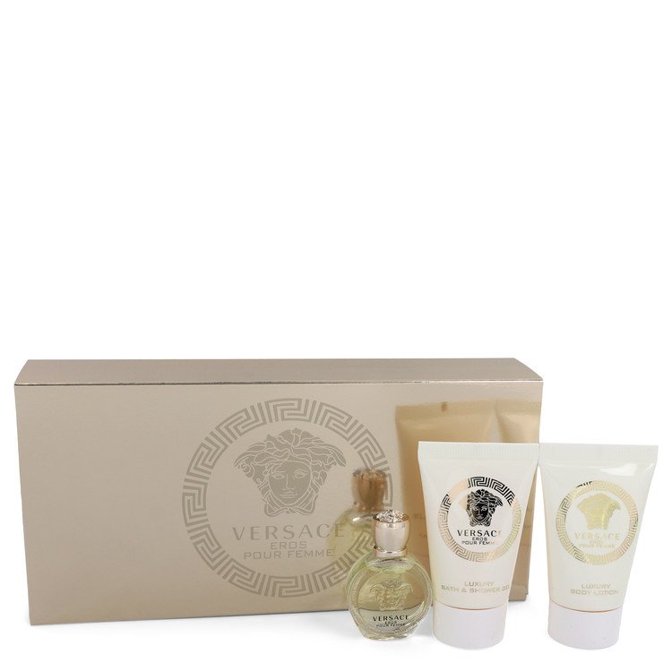 Versace Eros Gift Set - .17 oz Mini EDP + .8 oz Shower Gel + .8 oz Body Lotion by Versace --