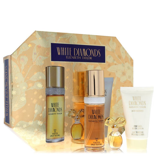 White Diamonds Gift Set - 1 oz Eau De Toilette Spray + .12 oz Min EDP + 1.7 oz Body Lotion by Elizabeth Taylor --