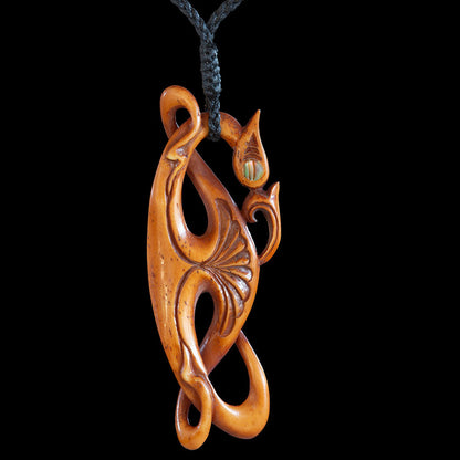 Wearable Stained Bone Manaia Twisting Vine By Yuri Terenyi Pendant