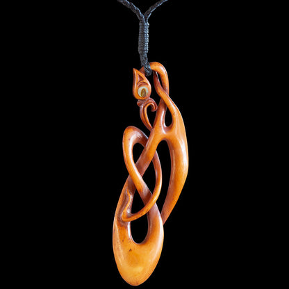 Wearable Stained Bone Manaia Twisting Vine By Yuri Terenyi Pendant