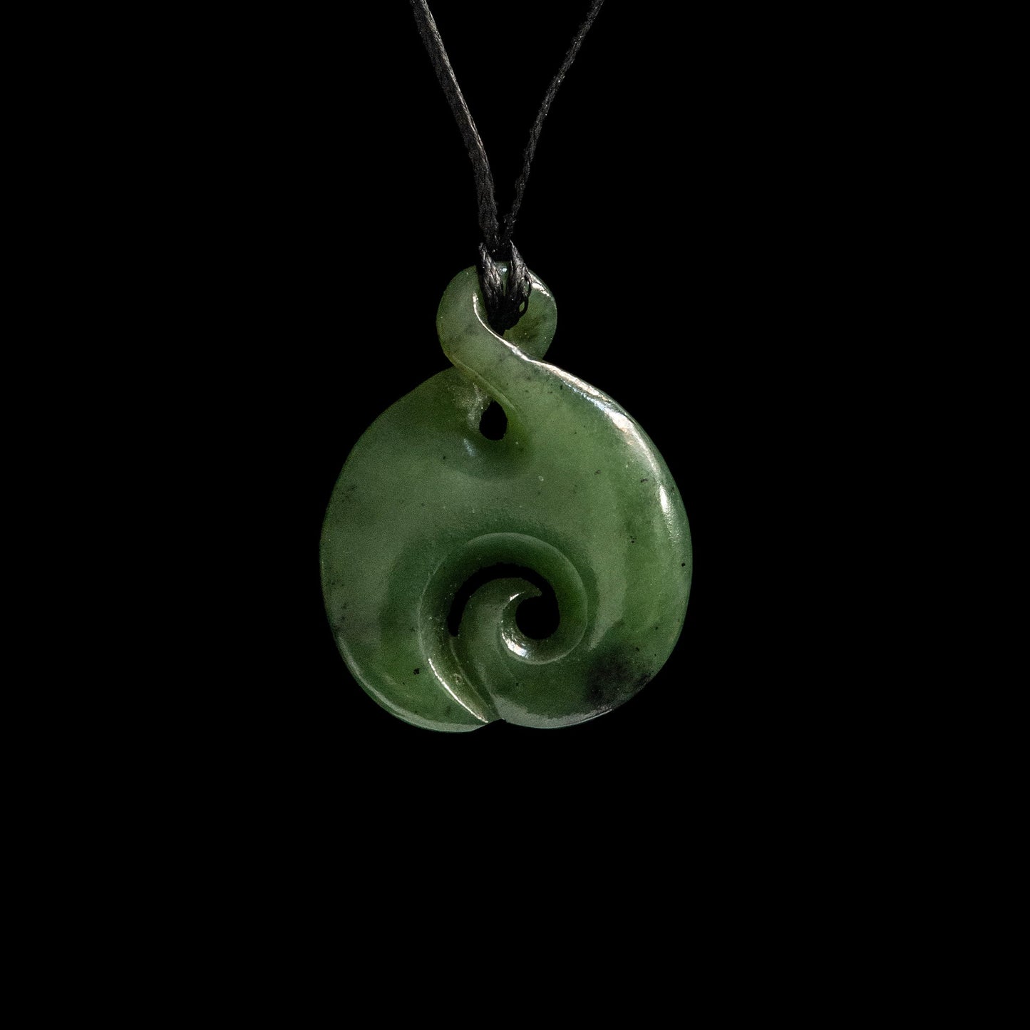 Jade handcrafted Pikorua twist Pendant with Koru Necklace