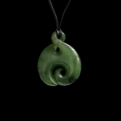 Jade handcrafted Pikorua twist Pendant with Koru Necklace